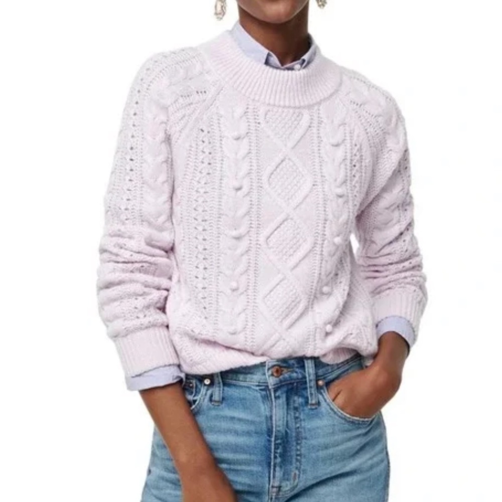 J. Crew Women's Azra Cable Knit Sweater - Lilac